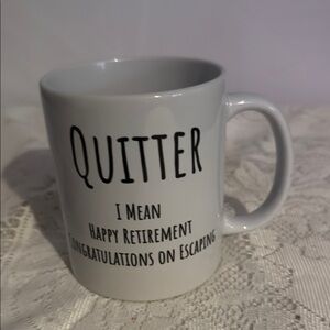 White Retirement Mug with Humorous Text